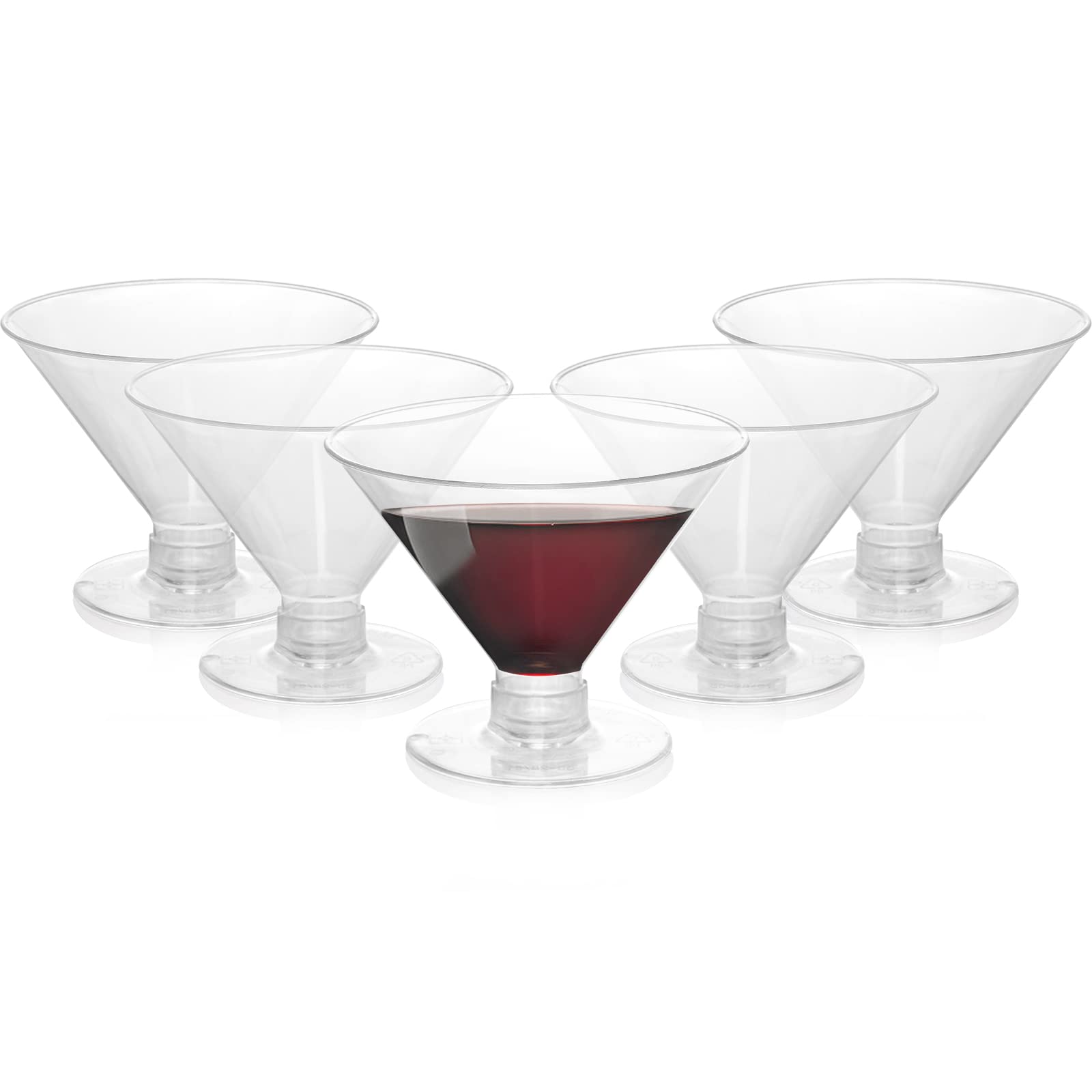 Frcctre 80 Pack Disposable Plastic Cocktail Glasses, 5 OZ Plastic Mini Martini Glasses, Clear Mini Dessert Glasses Parfait Cups Wine Shooter Glasses Trifle Party Bowl for Weddings Party Events