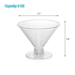 Frcctre 80 Pack Disposable Plastic Cocktail Glasses, 5 OZ Plastic Mini Martini Glasses, Clear Mini Dessert Glasses Parfait Cups Wine Shooter Glasses Trifle Party Bowl for Weddings Party Events