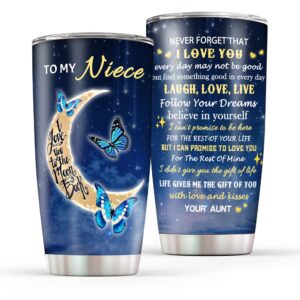 cgmibas gifts for niece, niece gifts from aunt, niece birthday gifts, niece coffee cup tumbler, niece butterfly cup, christmas gifts for niece stainless steel insulted travel mug 20oz