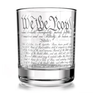 constitution of the united states - old fashioned whiskey rocks glass - we the people american usa patriotic gift - 12 oz