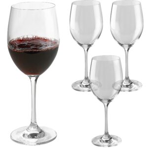 parnoo stem wine glasses - tall 19 oz wine glass for white & red wine - dishwasher-friendly stemware glass set for party, wedding, birthday, anniversary, & home use - clear wine glasses set of 4
