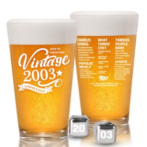 vintage 2003 old time information 21st birthday gifts for men women beer glass funny 21 year old presents - 16 oz pint glasses party decorations supplies-21 year old birthday party decorations