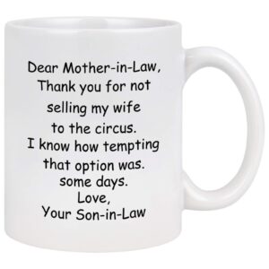 yhrjwn mother in law gifts from son in law - dear mother in law mug - mother mothers day mom gifts from son - birthday gifts coffee mugs for mom 11oz mom coffee mug