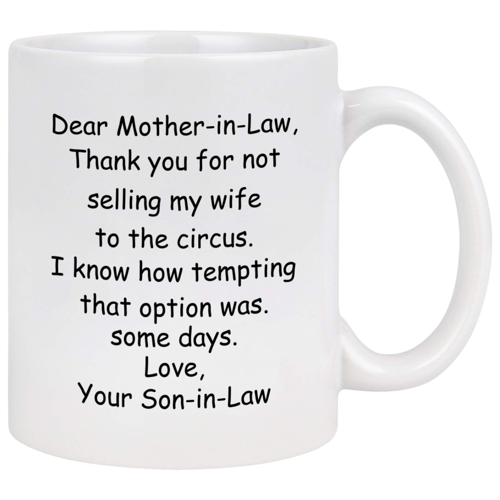 YHRJWN Mother In Law Gifts from Son In Law - Dear Mother In Law Mug - Mother Mothers Day Mom Gifts from Son - Birthday Gifts Coffee Mugs for Mom 11Oz Mom Coffee Mug