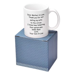 YHRJWN Mother In Law Gifts from Son In Law - Dear Mother In Law Mug - Mother Mothers Day Mom Gifts from Son - Birthday Gifts Coffee Mugs for Mom 11Oz Mom Coffee Mug