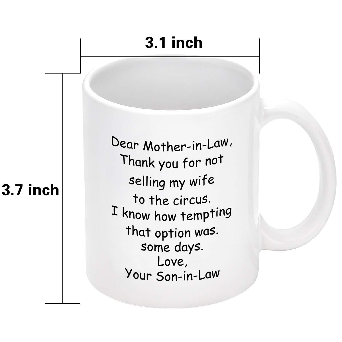 YHRJWN Mother In Law Gifts from Son In Law - Dear Mother In Law Mug - Mother Mothers Day Mom Gifts from Son - Birthday Gifts Coffee Mugs for Mom 11Oz Mom Coffee Mug