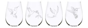 c m hummingbird stemless wine glass (set of 4)