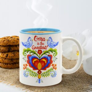 E.H.G | Essence of Europe Gifts - 12 oz. Ceramic Coffee Mug, Oma is the Greatest Design - Multicolor Ceramic Mug, German or Dutch Grandma - Premium Quality Coffee Mug - Multicolor