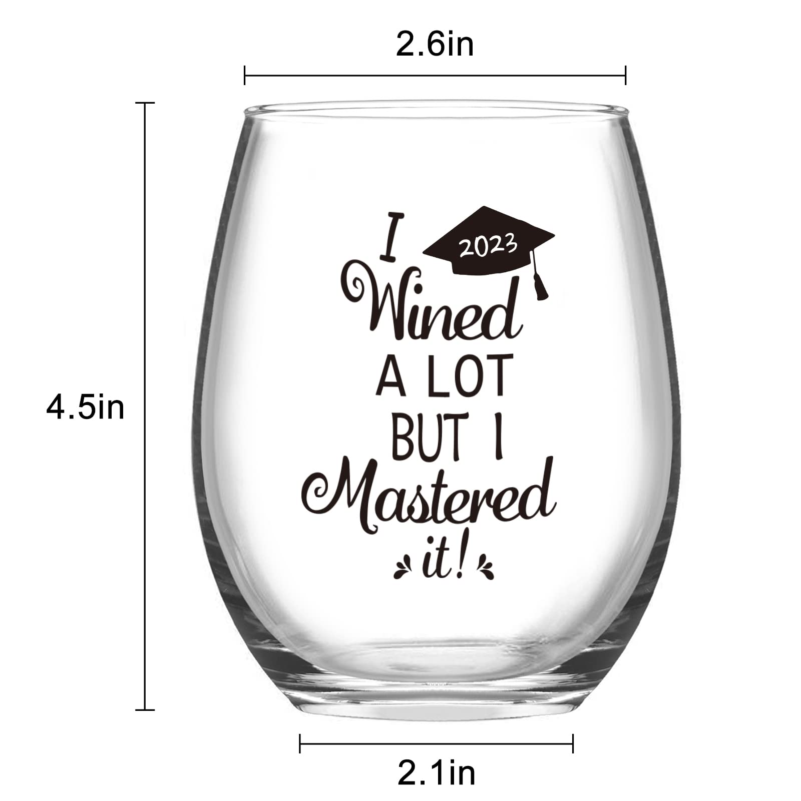 Futtumy Graduation Gifts, I Wined A Lot, But I Mastered It Stemless Wine Glass for Him Her Women Men Friend University Graduate MBA Gifts, College Graduation Wine Gift Idea, 15Oz