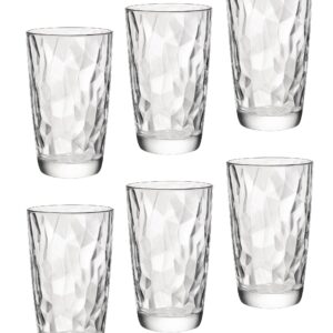 Bormioli Rocco Diamond Cooler Glasses, Clear, 16 oz, Set of 6