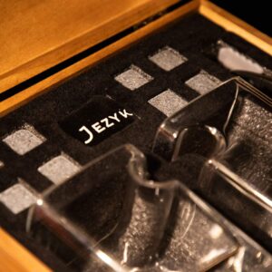 Whiskey gift set for men cigar glasses gift set of 2 Old Fashioned Square Glasses with intended cigar rest, Granite Chilling Rocks, Tongs, Velvet Pouch and cigar Cutter. gift set for men, dad, husband