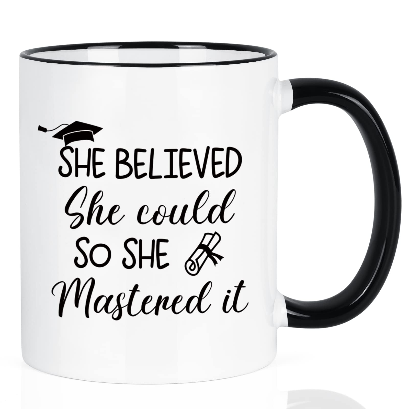 Maustic Graduation Gifts for Her, She Believed She Could So She Mastered It Mug, Masters Degree Graduation Gifts, College Graduation Gifts for Her Women Friends Girls, Best Graduation Gifts, 11 Oz