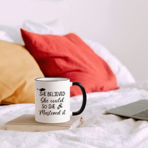 Maustic Graduation Gifts for Her, She Believed She Could So She Mastered It Mug, Masters Degree Graduation Gifts, College Graduation Gifts for Her Women Friends Girls, Best Graduation Gifts, 11 Oz