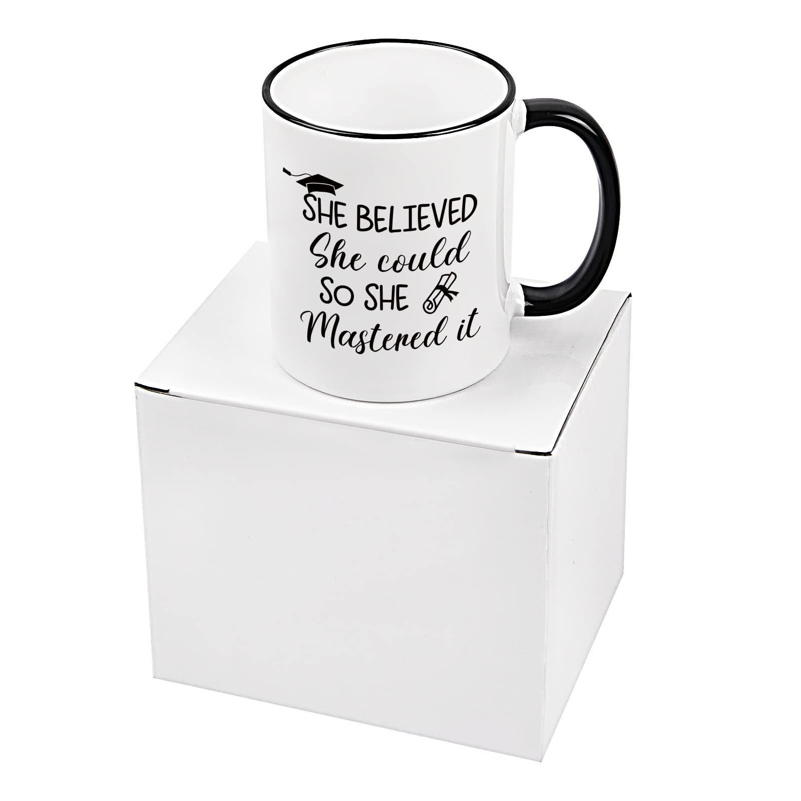 Maustic Graduation Gifts for Her, She Believed She Could So She Mastered It Mug, Masters Degree Graduation Gifts, College Graduation Gifts for Her Women Friends Girls, Best Graduation Gifts, 11 Oz