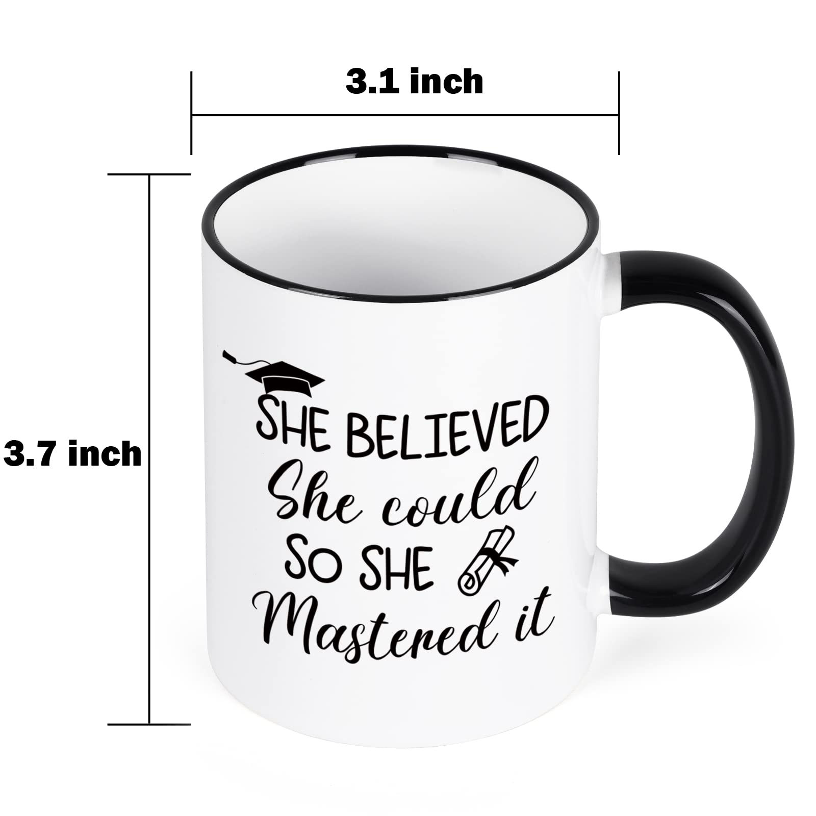 Maustic Graduation Gifts for Her, She Believed She Could So She Mastered It Mug, Masters Degree Graduation Gifts, College Graduation Gifts for Her Women Friends Girls, Best Graduation Gifts, 11 Oz