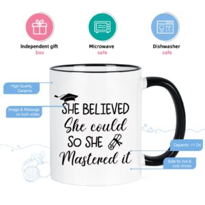 Maustic Graduation Gifts for Her, She Believed She Could So She Mastered It Mug, Masters Degree Graduation Gifts, College Graduation Gifts for Her Women Friends Girls, Best Graduation Gifts, 11 Oz