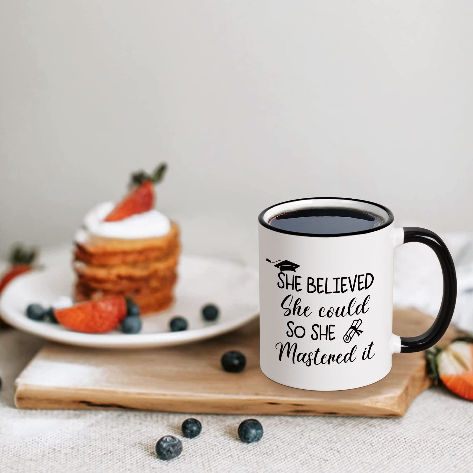 Maustic Graduation Gifts for Her, She Believed She Could So She Mastered It Mug, Masters Degree Graduation Gifts, College Graduation Gifts for Her Women Friends Girls, Best Graduation Gifts, 11 Oz