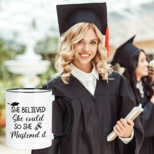 Maustic Graduation Gifts for Her, She Believed She Could So She Mastered It Mug, Masters Degree Graduation Gifts, College Graduation Gifts for Her Women Friends Girls, Best Graduation Gifts, 11 Oz