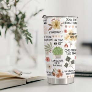 HOMISBES Positive Daily Affirmations For Women - Positive Thoughts Travel Mug - Inspirational Gifts - Mental Health Gift - Stainless Steel Tumbler 20oz