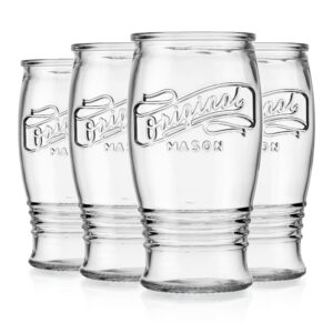 Glaver's Pilsner Glasses 16 Oz. Beer Glasses, Set Of 4 Tall Original Mason Glasses, Wheat Beer Pint Glasses, Drinking Cups For Juice, Smoothies, Beverages, Cocktail Drinkware, Dishware Safe.