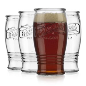 Glaver's Pilsner Glasses 16 Oz. Beer Glasses, Set Of 4 Tall Original Mason Glasses, Wheat Beer Pint Glasses, Drinking Cups For Juice, Smoothies, Beverages, Cocktail Drinkware, Dishware Safe.