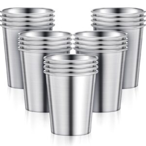 20 pieces stainless steel pint cups unbreakable water tumblers stackable metal cups reusable metal glasses for drinking stainless tumbler cup for kids travel outdoor activities camping home, 8 oz