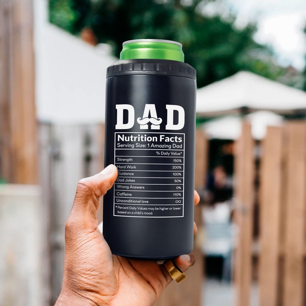 SANDJEST 4-in-1 Dad Tumbler Gifts for Dad from Daughter Son - 12oz Dad Nutrition Facts Can Cooler Tumblers Cup - Stainless Steel Insulated Cans Coozie Christmas, Birthday, Father's Day Gift for Daddy