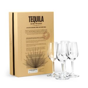 Tequila Tasting and Sipping Glasses | Tequila Glassware Collection | Set of 4 | 5.5 oz Crystal Snifter Copitas for Drinking Blanco, Reposado, Anejo Tequilas | Liquor and Spirits Sippers