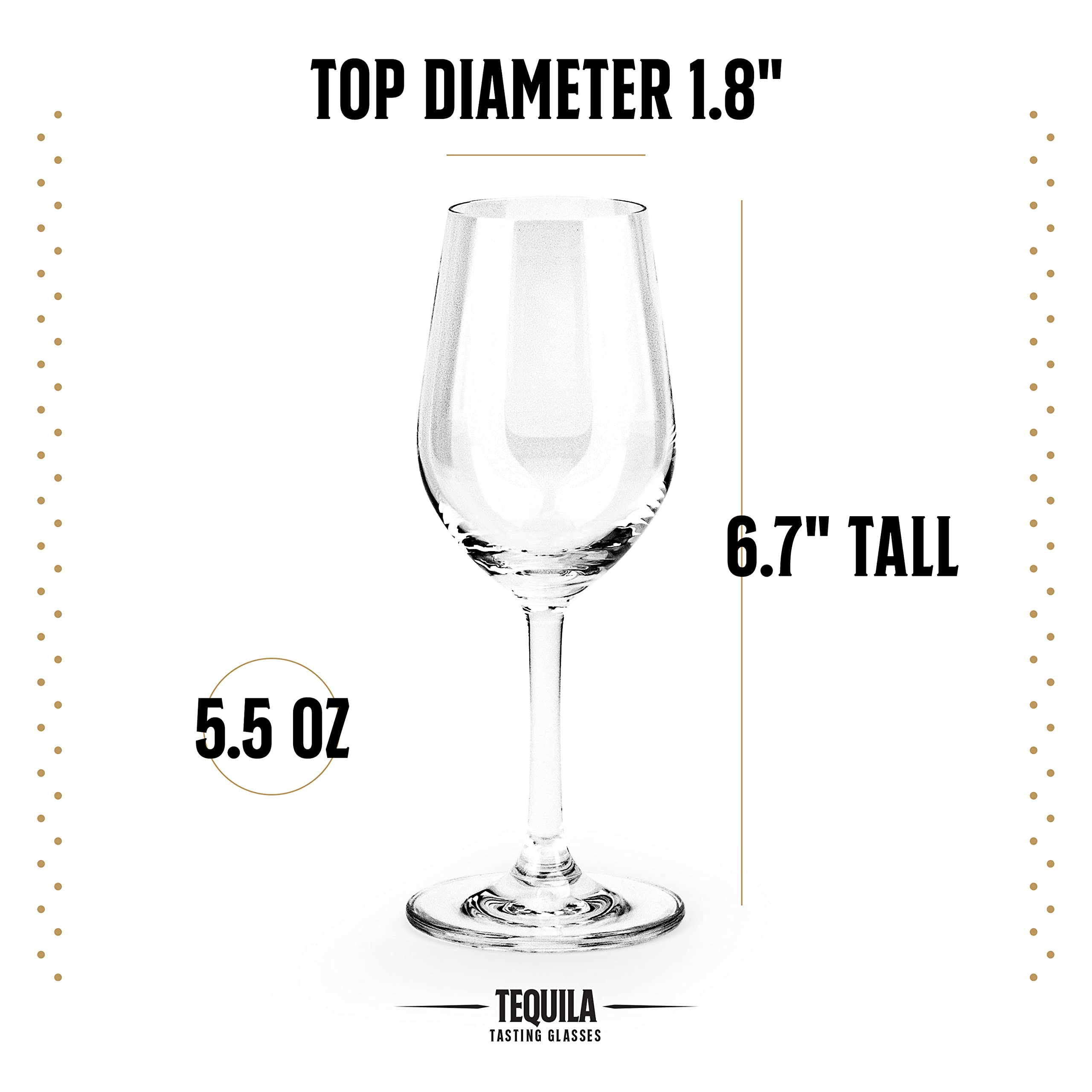 Tequila Tasting and Sipping Glasses | Tequila Glassware Collection | Set of 4 | 5.5 oz Crystal Snifter Copitas for Drinking Blanco, Reposado, Anejo Tequilas | Liquor and Spirits Sippers