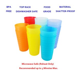 YUYUHUA 22-ounce Plastic Tumblers Unbreakable BPA Free Dishwasher Safe Set of 12 in Multicolors Reusable Drinking Cups