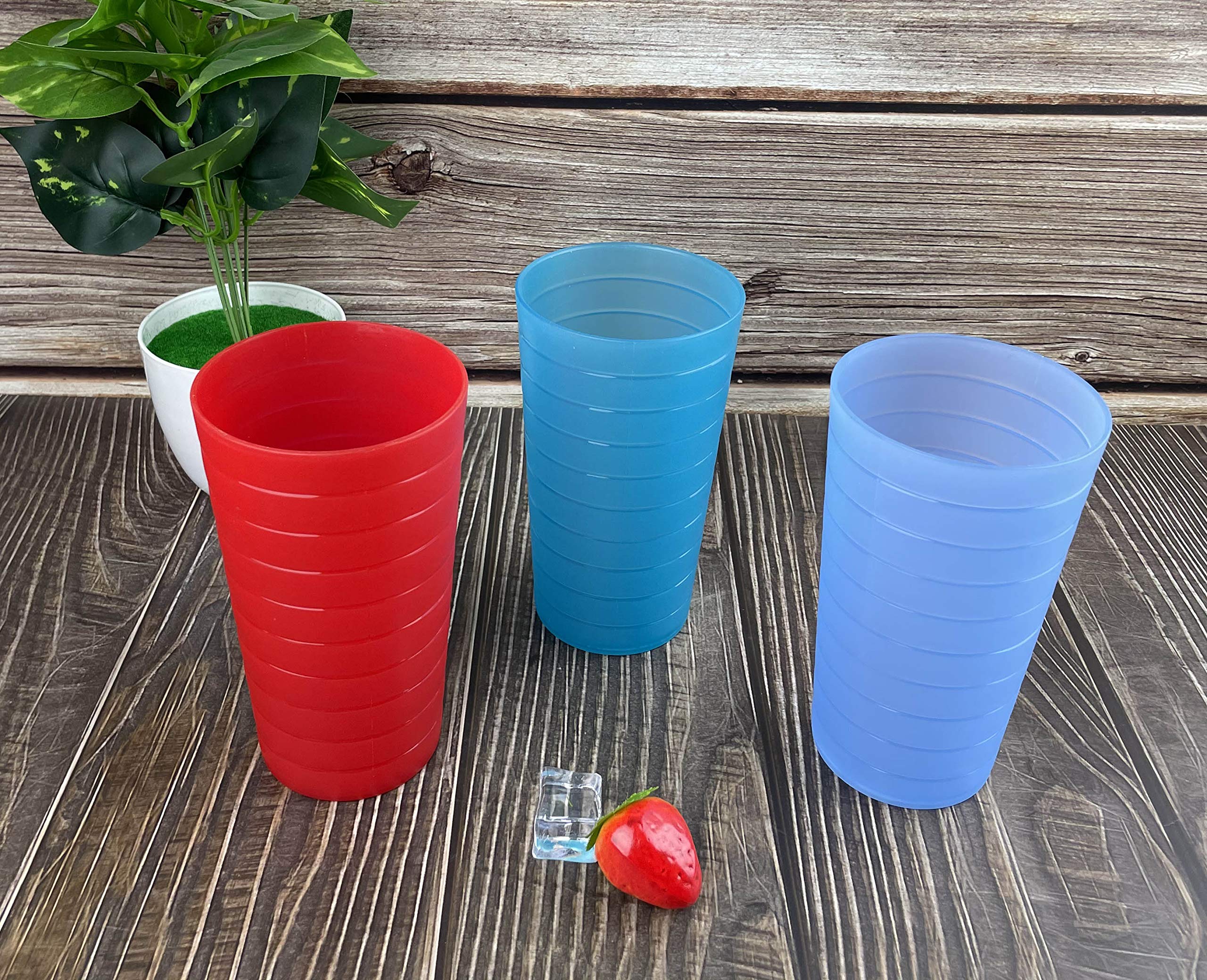 YUYUHUA 22-ounce Plastic Tumblers Unbreakable BPA Free Dishwasher Safe Set of 12 in Multicolors Reusable Drinking Cups