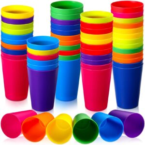 60 pieces plastic kids cups, 8.5 oz reusable plastic cups children drinking cups juice tumblers for toddler adults for parties school dishwasher safe, 6 colors