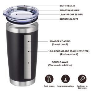 StarSpeed 20oz Insulated Tumblers with Lid Stainless Steel Double Wall Tumbler Travel Coffee Cups Powder Coated Tapered Metal Thermal Mug Indoor Outdoor for Hot and Cold Drinks