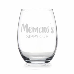 htdesigns memaw's sippy cup stemless wine glass - mother's day gift memaw wine gift - first time memaw new memaw gift - memaw wine glass