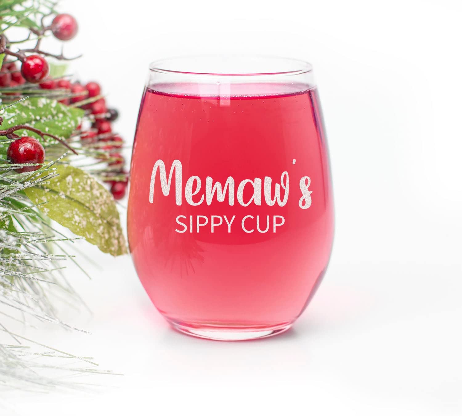 HTDesigns Memaw's Sippy Cup Stemless Wine Glass - Mother's Day Gift Memaw Wine Gift - First Time Memaw New Memaw Gift - Memaw Wine Glass