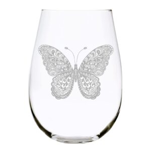 butterfly stemless wine glass, 17 oz. (b2)