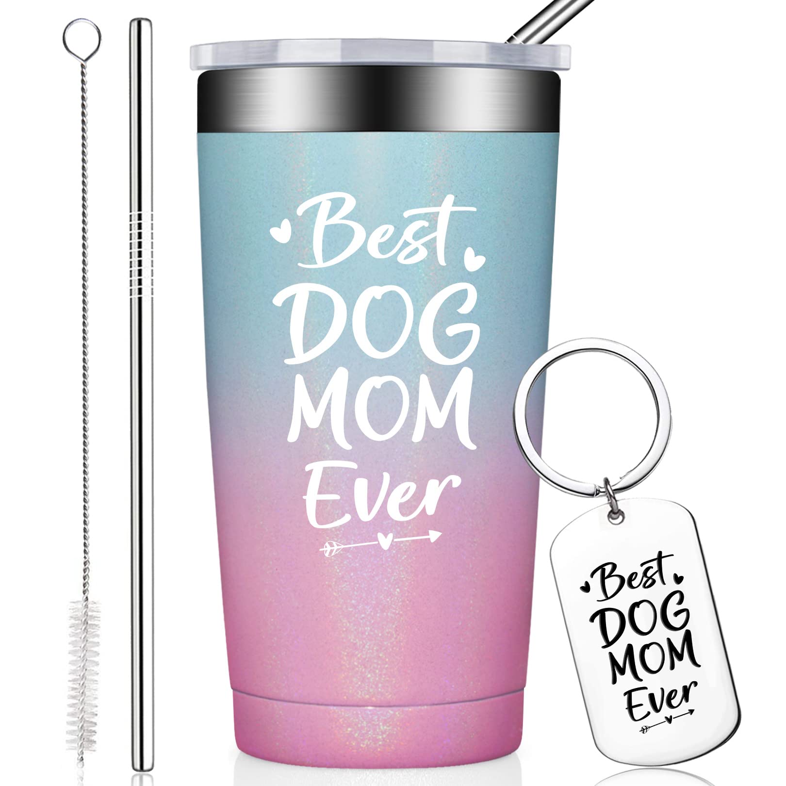 BIRGILT Dog Mom Gifts for Women - Best Dog Mom Ever - Dog Mom Mothers Day Gift - Funny Christmas Birthday Gifts for Mom, Dog Mum - 20oz Dog Mom Tumbler