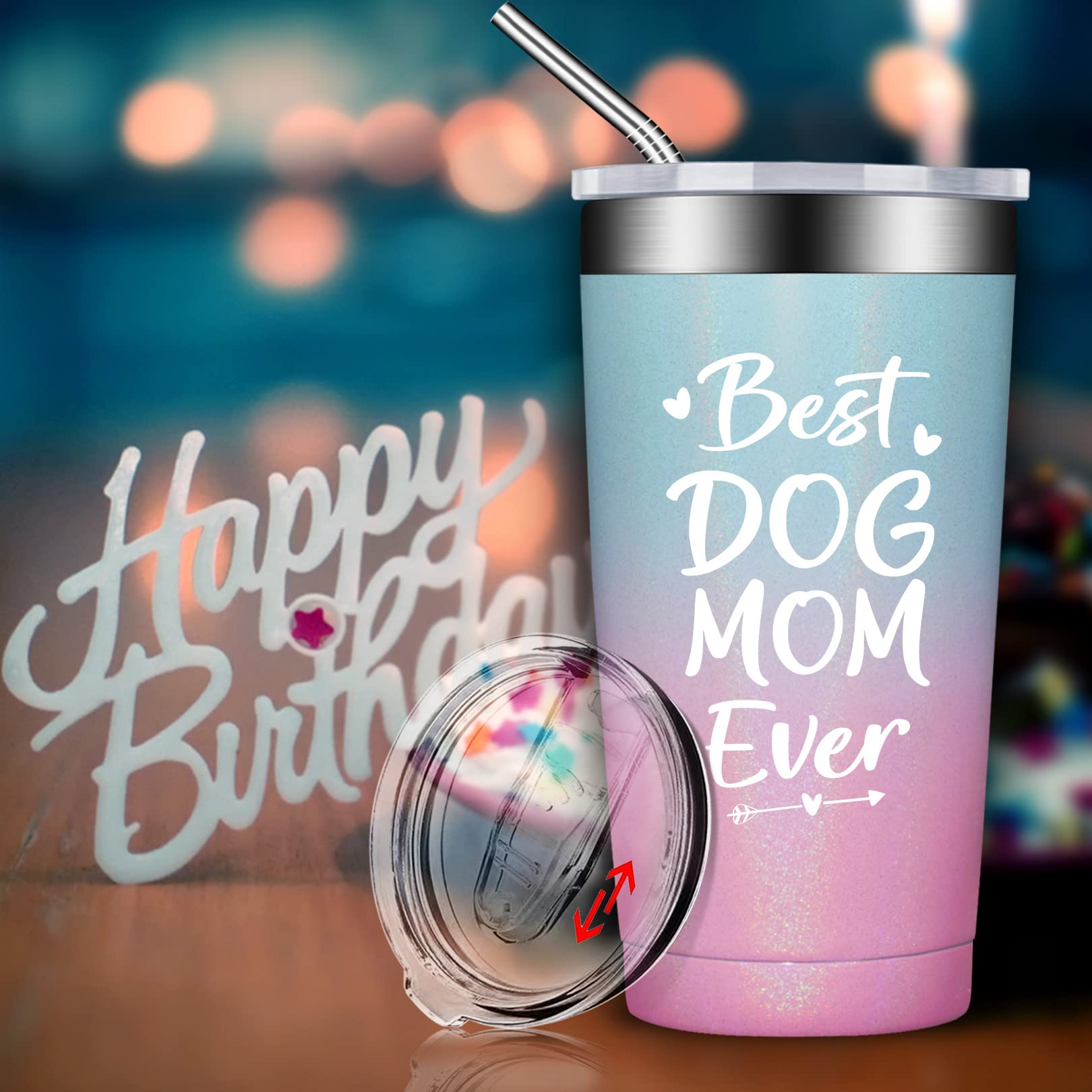 BIRGILT Dog Mom Gifts for Women - Best Dog Mom Ever - Dog Mom Mothers Day Gift - Funny Christmas Birthday Gifts for Mom, Dog Mum - 20oz Dog Mom Tumbler