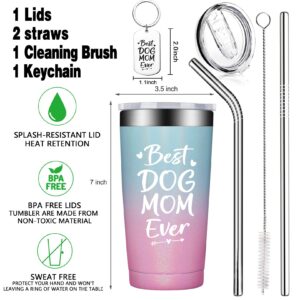 BIRGILT Dog Mom Gifts for Women - Best Dog Mom Ever - Dog Mom Mothers Day Gift - Funny Christmas Birthday Gifts for Mom, Dog Mum - 20oz Dog Mom Tumbler