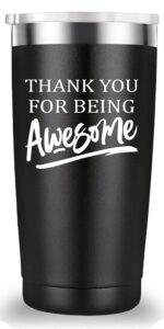 mamihlap thank you for being awesome travel mug tumbler.thank you,inspirational appreciation gifts for men women friend.encouragement gifts for coworker boss teacher employee.(20 oz black)
