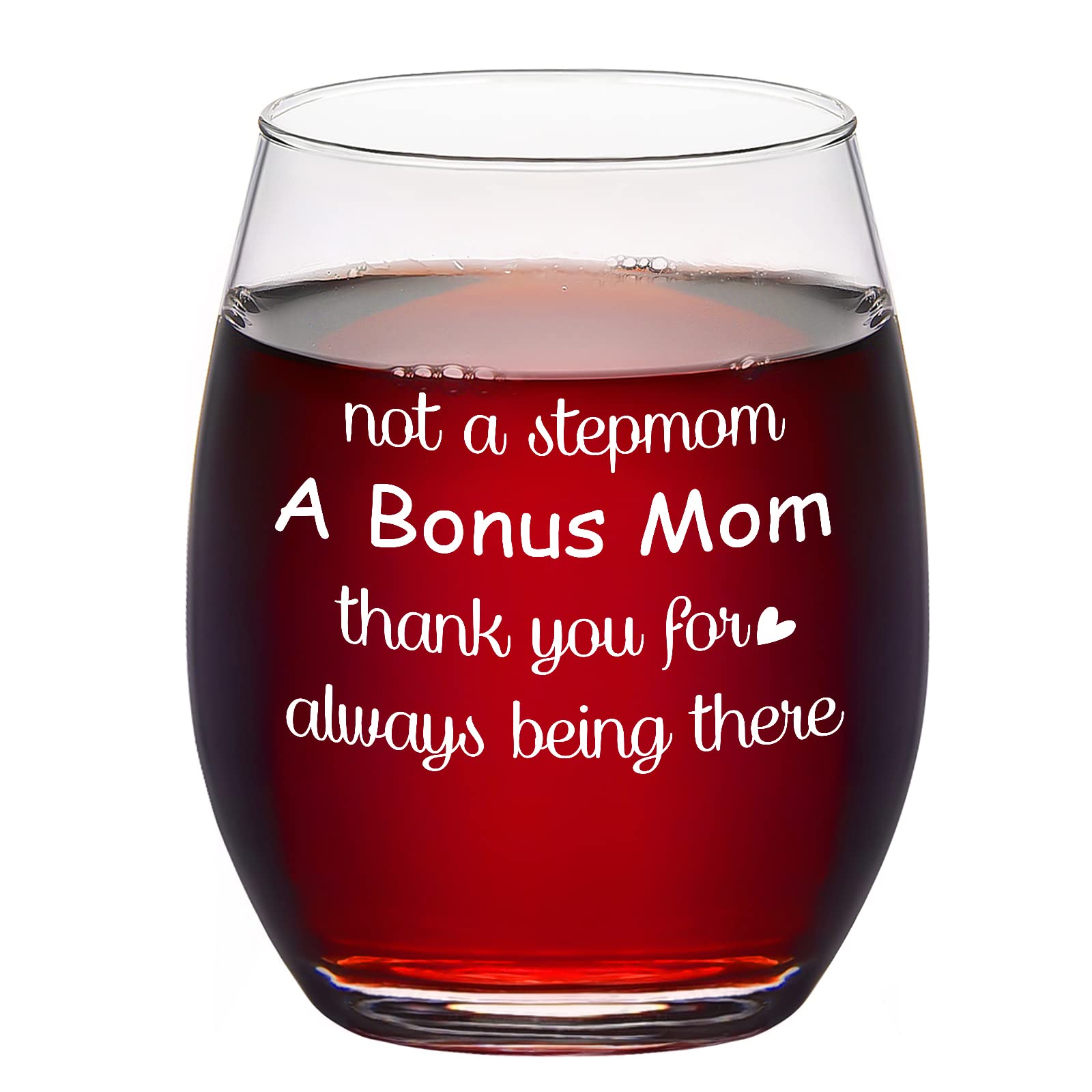 DAZLUTE Stepmom Gifts, Bonus Mom Gifts, Mother’s Day Gifts, Birthday Gifts, Christmas Gifts for Stepmom Bonus Mom Stepmother, 15Oz Not a Stepmom a Bonus Mom Wine Glass