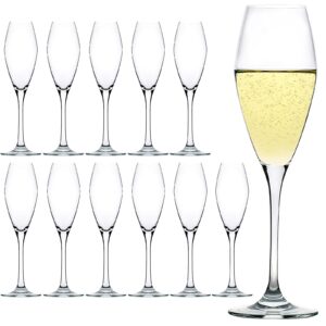 fawles champagne flutes set of 12, crystal glass, 9 oz champagne glasses, prosecco sparkling wine glasses set