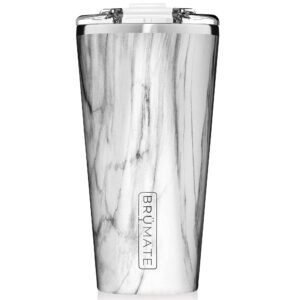 brümate imperial pint - 20oz 100% leak-proof insulated tumbler with lid - double wall vacuum stainless steel - shatterproof - travel & camping tumbler for beer, cocktails, coffee & tea (carrara)
