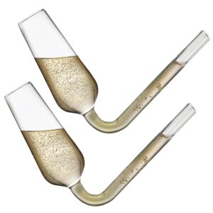 godinger champagne flutes guzzler glasses, champagne glasses, champagne flute shooters, the champagne glass to chug champagne, white elephant gifts - set of 2