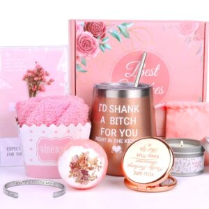 best friend birthday gifts for women, sister gifts from sister, unique christmas gifts, funny spa bath makeup wine tumbler scented candle for friends,sister,mom,wife,girlfriend