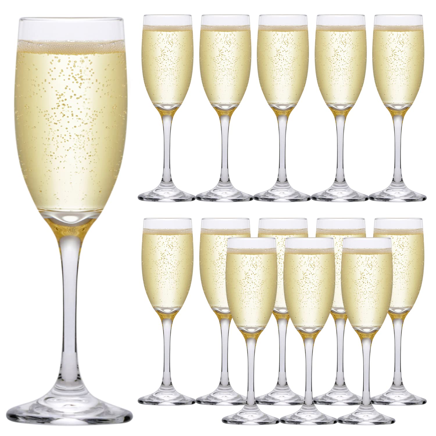 Ufrount Champagne Flutes Set of 14,Clear 5 Ounce Champagne Glasses,Elegant Crystal Champagne Glasses Bulk Wine Stemware for Mimosa,Sparking Wine,Wedding,Party