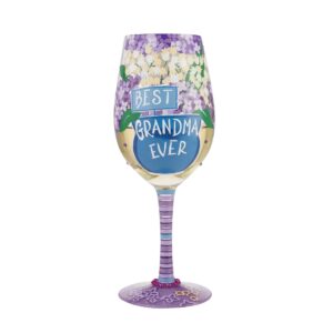 Enesco Designs by Lolita Best Grandma Ever Hand-Painted Artisan Wine Glass, 15 Ounce, Multicolor