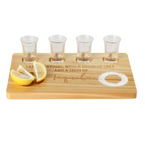tequila fight board tequila gifts handmade tequila shot tray with salt rim for taco bar, family dinner, parties