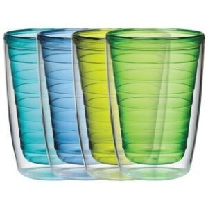 boston warehouse insulated plastic tumblers, 16-ounce, set of 4, marine collection