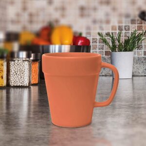 Culver 14-ounce Flower Pot Ceramic Mug, Set of 2 (Terra Cotta Color)